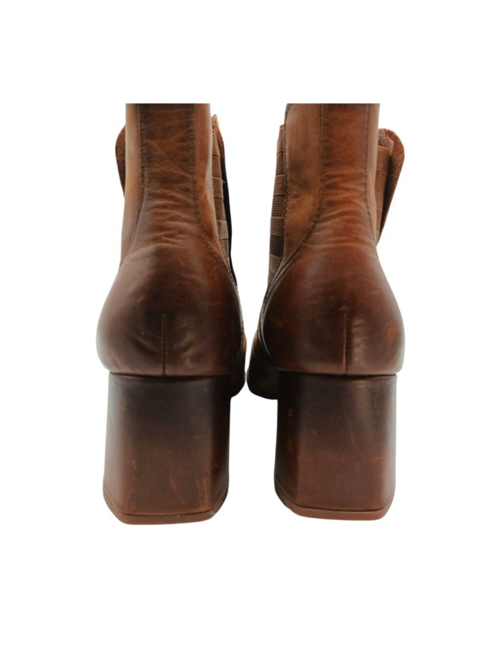 Kork Ease Albin Pull On Chelsea Ankle Boots Size 10 Brown Leather Block Heels - Picture 4 of 13